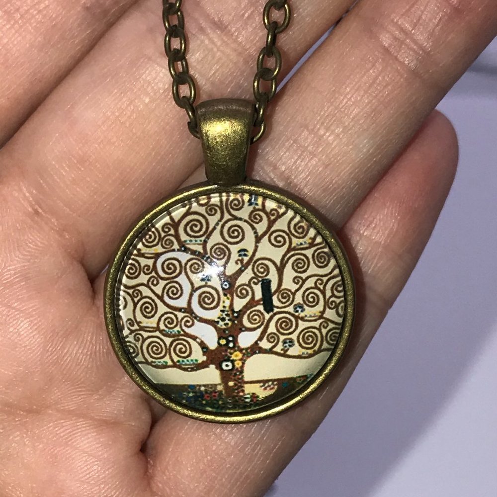 18" Brown Tree Of Life Brass Necklace